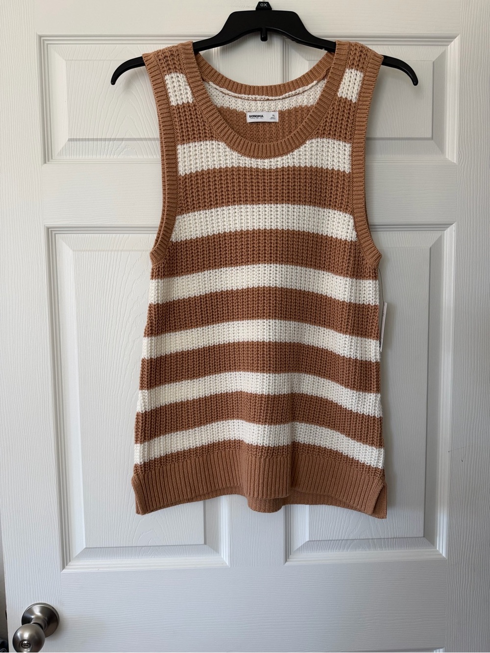 Sonoma Striped Sleeveless Knit Tank - Cream & Tan